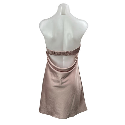 Princess Polly Phillipa Pink Silky Satin Strapless Bandeau A-line Mini Dress 8