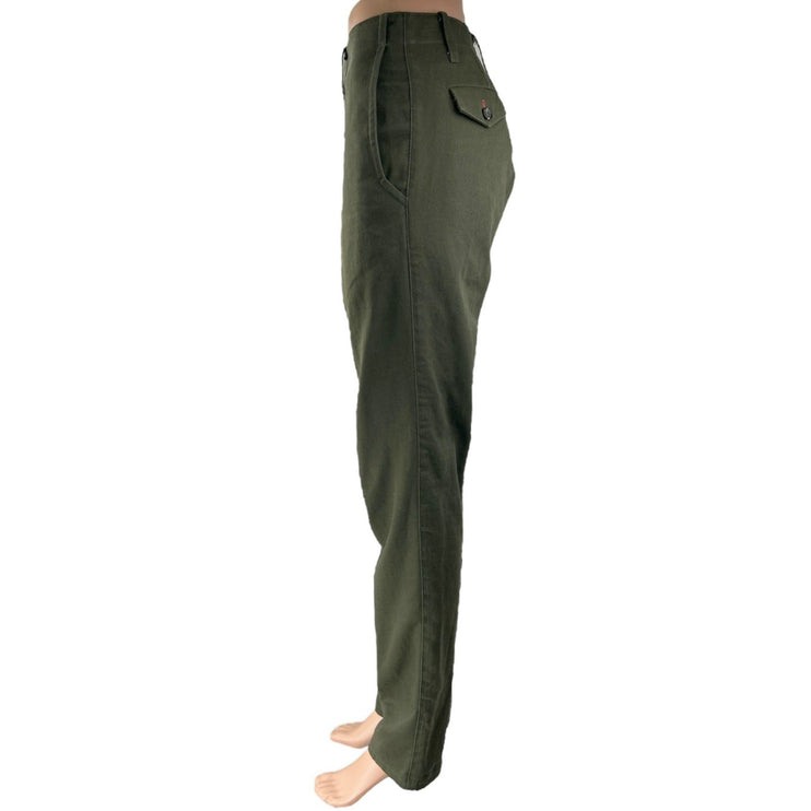 Eighteen Waits Women's Green Mid Rise Slim Straight Leg Trousers Pants Size 31