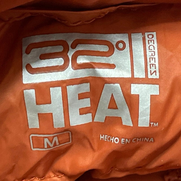32 Degrees Heat Men's Orange Terracotta Zip Up Puffer Vest Coat Jacket Size M