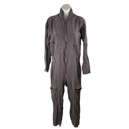 Matteo Women Black Long Sleeve Utility Cargo Denim Jean Coverall Jumpsuit Size S
