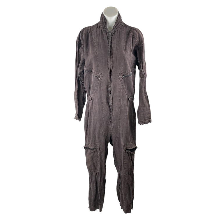 Matteo Women Black Long Sleeve Utility Cargo Denim Jean Coverall Jumpsuit Size S