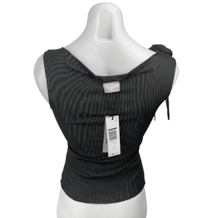 NEW Noisy May Black Mesh Sheer Rose Bow Sleeveless Cami Blouse Tank Top Size XS