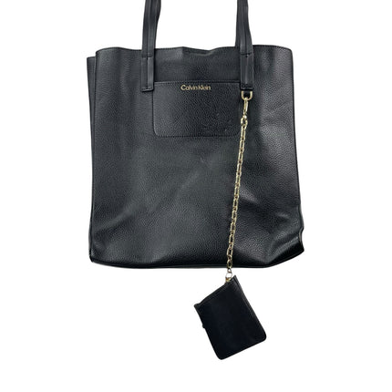 Calvin Klein Anya Signature Chain Black Faux Leather Purse Tote Shoulder Bag OS