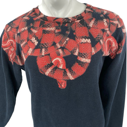 Marcelo Burlon Men's Black Red Snake Print Long Sleeve Sweatshirt Sweater Top S