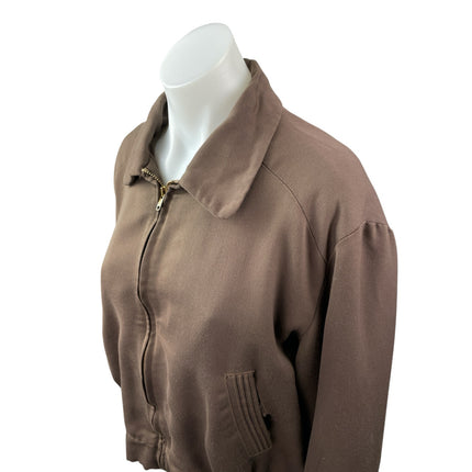 Fieldmaster Women's Brown Collared Long Sleeve Full Zip Bomber Coat Jacket S/M