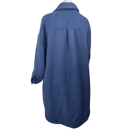 Treasure & Bond Women's Blue Wool Faux Fur Button Down Shacket Shirt Jacket Sz M