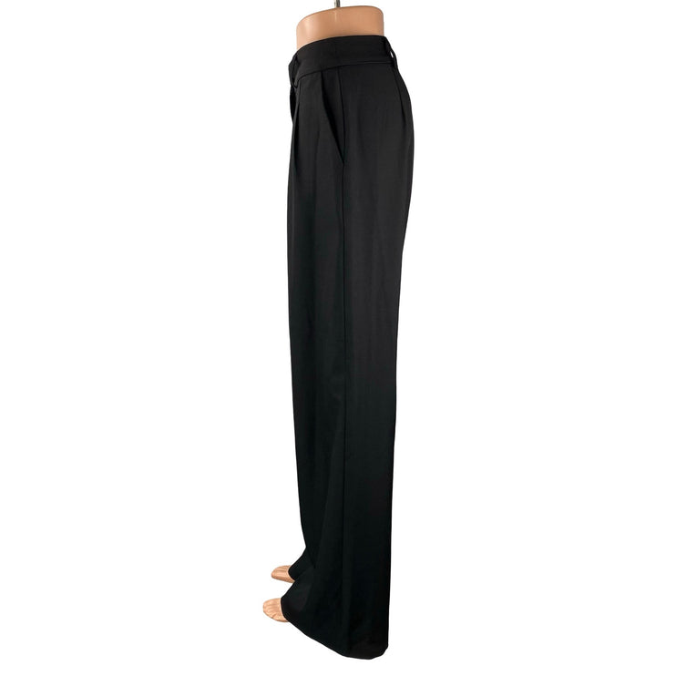 Princess Polly Women's Black High Rise Pleated Wide Leg Trousers Pants Size 6