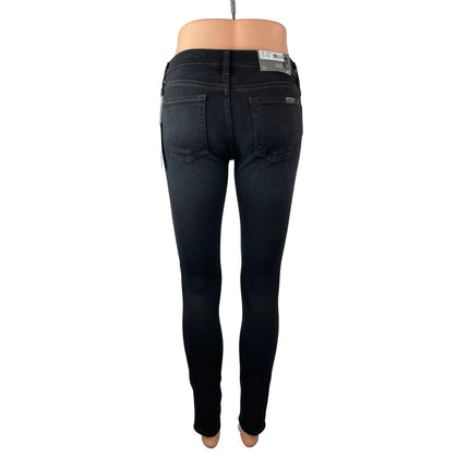NEW 7 For All Mankind Women's Black Low Rise Slim Skinny Denim Jeans Size 24
