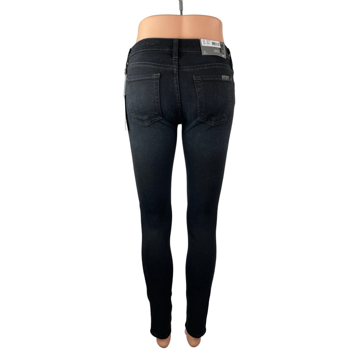 NEW 7 For All Mankind Women's Black Low Rise Slim Skinny Denim Jeans Size 24