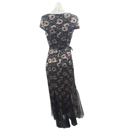 Lovely Grace Floral Lace Sequin Embroidery Overlay Midi Flare A-Line Dress Sz S
