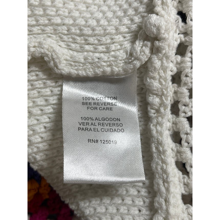 Joseph A Women's White Crochet Knit Boho Long Sleeve Blouse Sweater Top Size XL