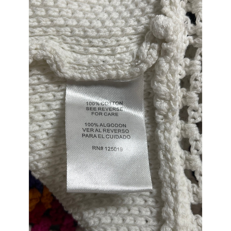Joseph A Women's White Crochet Knit Boho Long Sleeve Blouse Sweater Top Size XL