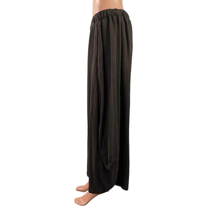 Zara Women's Brown High Rise Pleated Baggy Wide Leg Trousers Pants Size XL