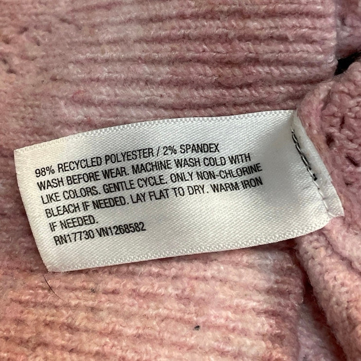 Cat & Jack Kids Girl Pink Striped Knitted Long Sleeve Crew Neck Sweater Top 6-7
