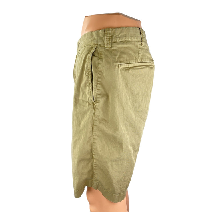 J.Crew Stretch Mens Khaki Cotton High Rise Slim Straight Chino Bermuda Shorts 33