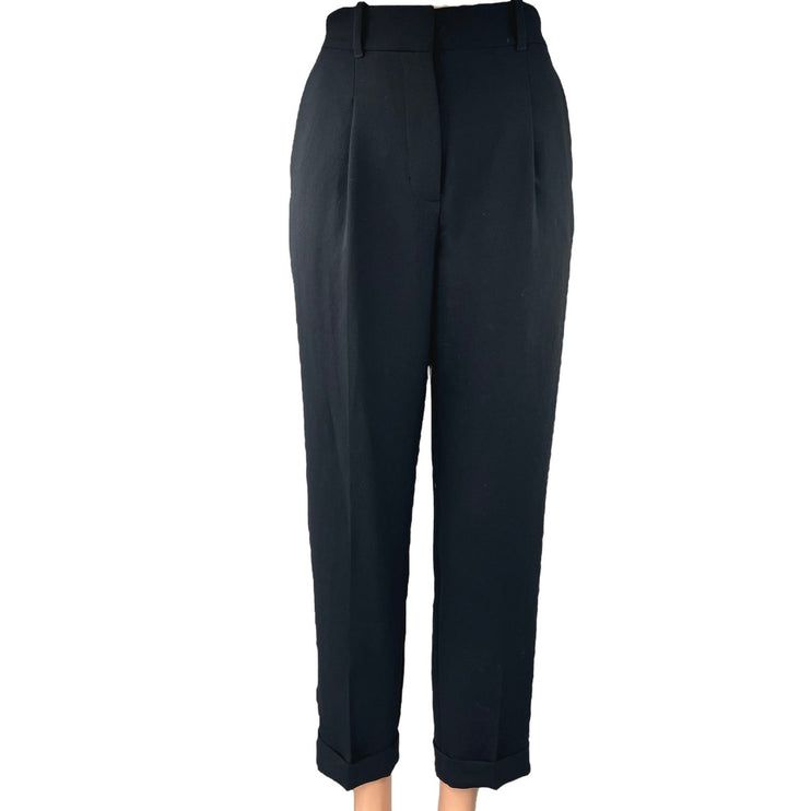 Aritzia Wilfred Black Straight High Waist Pleated Cuffed Trousers Dress Pants 0