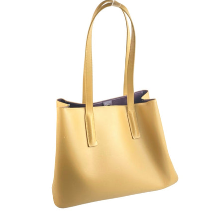 Freja New York Linnea Yellow Faux Leather Vegan Laptop Tote Shoulder Handbag OS