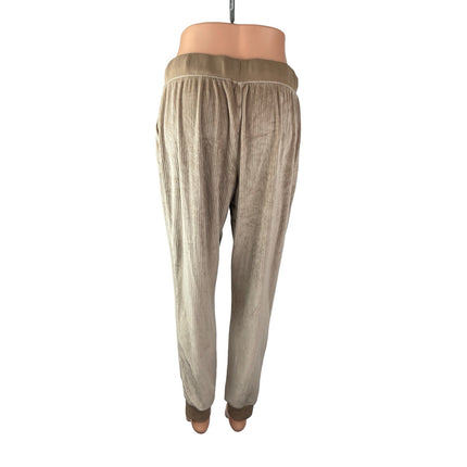 Womens Ribbed Velvet Velour Gym Activewear Tapered Trousers Jogger Sweat Pants M