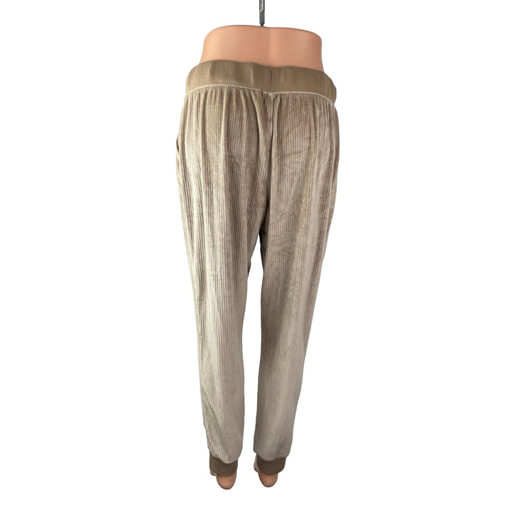 Womens Ribbed Velvet Velour Gym Activewear Tapered Trousers Jogger Sweat Pants M