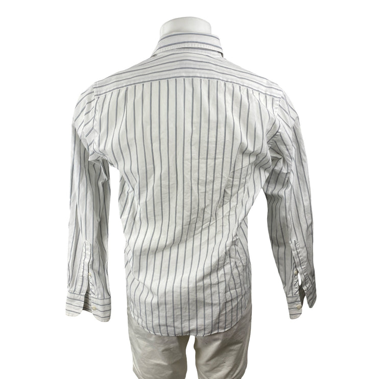 J.Crew Men's White Striped Collared Long Sleeve Slim Button Down Shirt Top Sz M