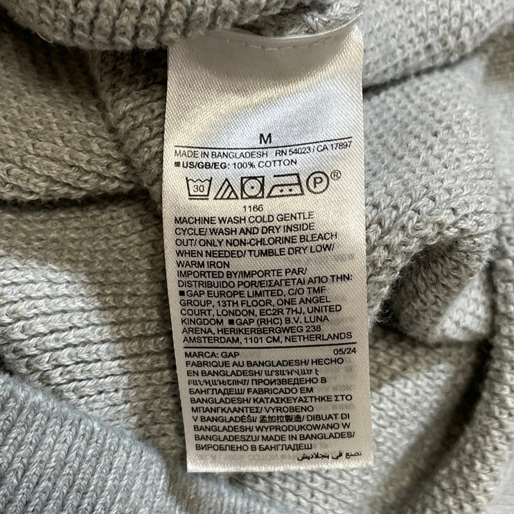 GAP Men's Gray Waffle Knit Crew Neck Long Sleeve Sweater Sweatshirt Top Size M