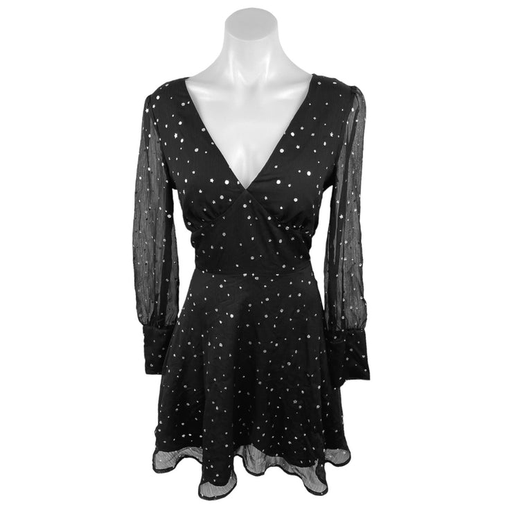 BB Dakota Women's Black Puffed Long Sleeve Zipper Back Fit & Flare Mini Dress 4