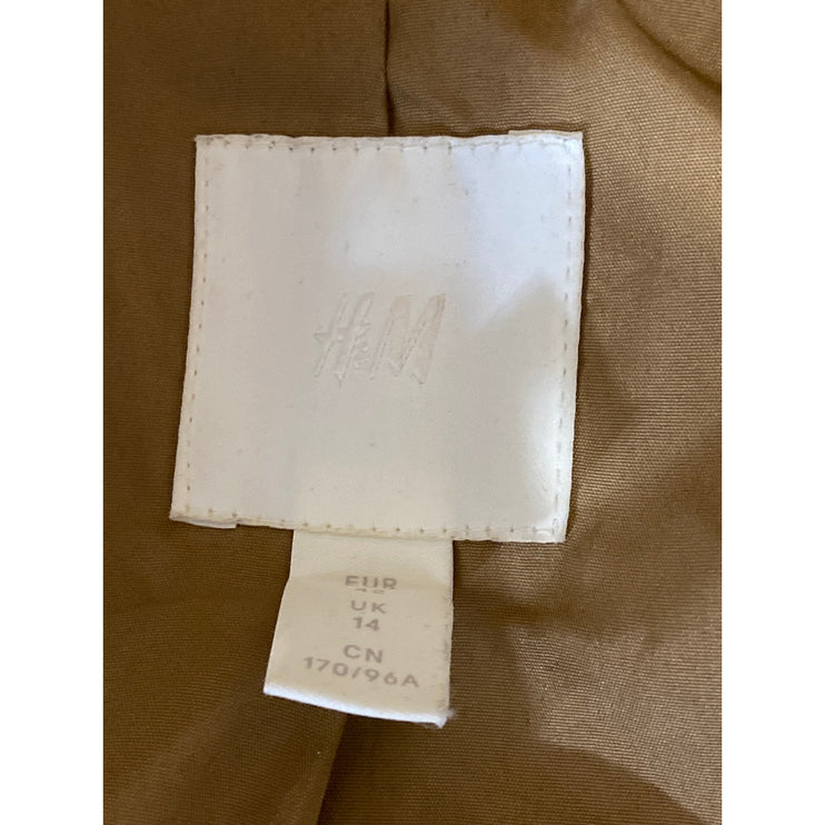 H&M Women's Brown Tan Double Breasted Belted Long Sleeve Trench Coat Jacket Sz M