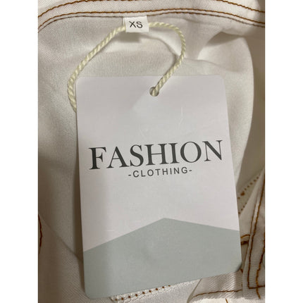 NEW Fashion Clothing White Snap Button Down Tie Front Crop Shirt Blouse Top XS