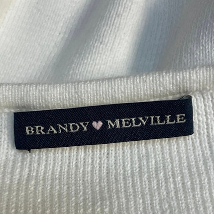 Brandy Melville Cream Ribbed Knit Long Sleeve Cropped Button Up Cardigan Sz S/M