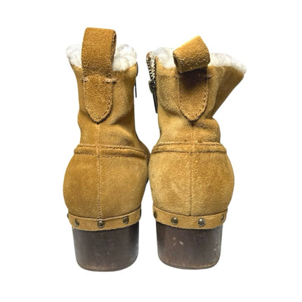 Madewell The Marceline Women's Brown Suede Faux Shearling Clog Ankle Boots Sz 9