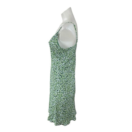Aritzia Sun-deh Green Ditsy Floral Sleeveless Scoop Neck Cami Mini Slip Dress L