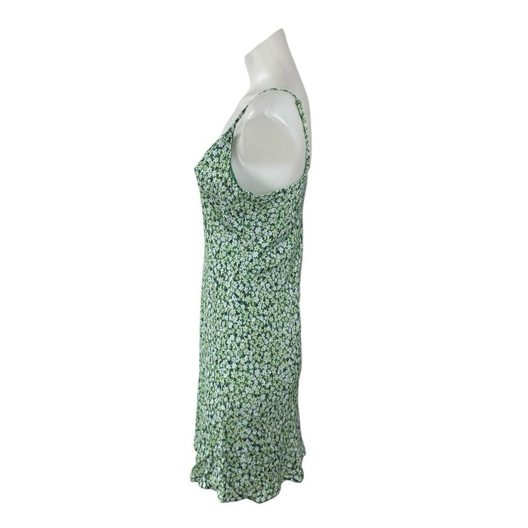 Aritzia Sun-deh Green Ditsy Floral Sleeveless Scoop Neck Cami Mini Slip Dress L