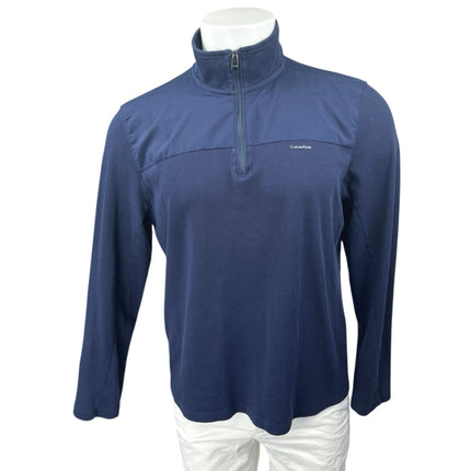 Calvin Klein Liquid Touch Blue 1/4 Zip Long Sleeve High Neck Shirt Sweater Top M