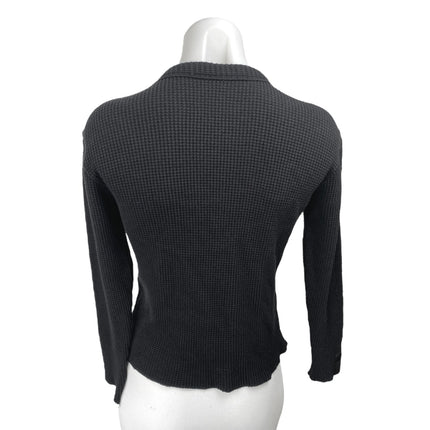 Set Active Women's Black Waffle Knit Long Sleeve Crew Neck Sweater Top Size S