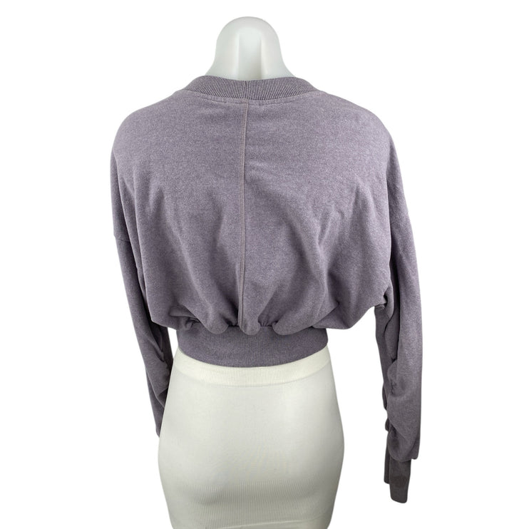 Sweaty Betty Delight Luxe Purple Fleece Blouson Crop Sweatshirt Sweater Top XS