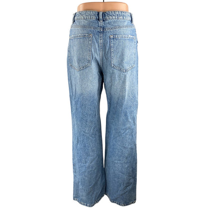 Garage Women's Blue Distressed High Waisted Wide Leg Baggy Denim Jeans Size 7