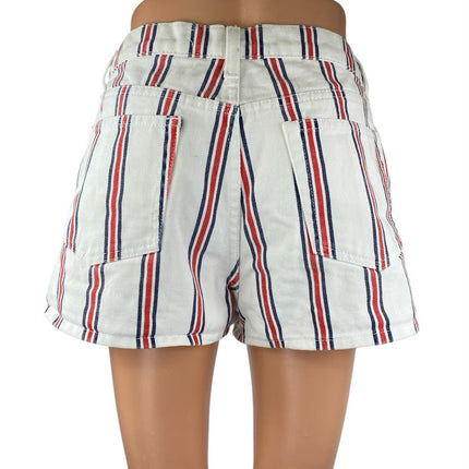 Reformation Charlie Women's White Multicolor Striped Button High Rise Shorts 28