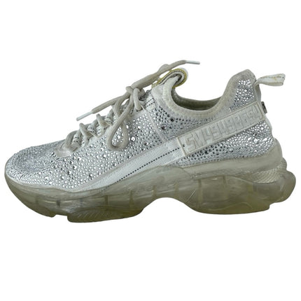 Steve Madden Maxima White Rhinestone Lace Up Chunky Sole Sneakers Shoes Size 9.5