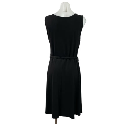 41 Hawthorn Womens Black Sleeveless Faux Wrap Tie Waist Midi A-Line Dress Size L