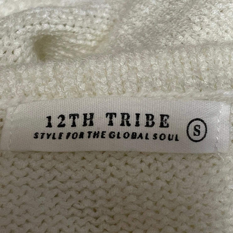 12th Tribe Women's Cream Sleeveless Knit Twisted Knot Slit Cutouts Maxi Dress S