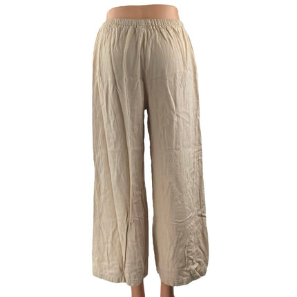 Princess Polly Beige Elastic High Waist Drawstring Wide Leg Trousers Pants Sz 32