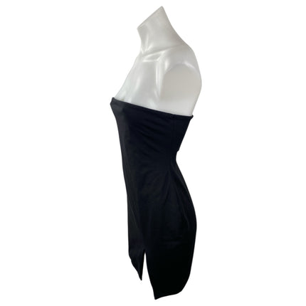 Superdown Black Strapless Tube Bandeau Slit Sleeveless Mini Bodycon Dress Size S