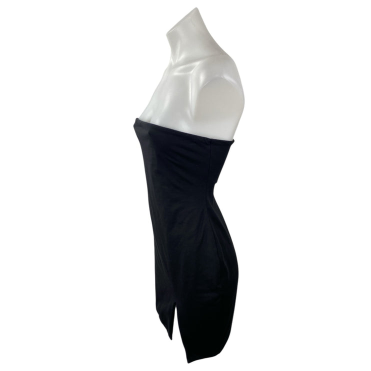 Superdown Black Strapless Tube Bandeau Slit Sleeveless Mini Bodycon Dress Size S
