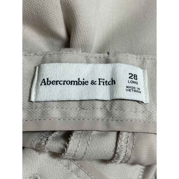 Abercrombie & Fitch Beige High Rise Straight Wide Leg Trousers Dress Pants Sz 28