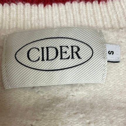 Cider Cream Red Strawberry Knit V Neck Button Up Crop Cardigan Sweater Size S