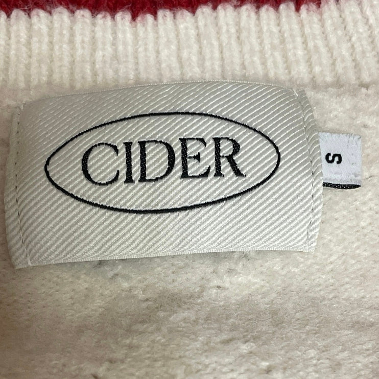 Cider Cream Red Strawberry Knit V Neck Button Up Crop Cardigan Sweater Size S