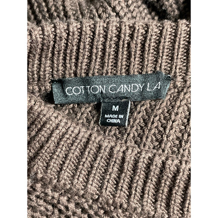 Cotton Candy LA Women's Brown Ribbed Knit Long Sleeve Crew Neck Sweater Top M