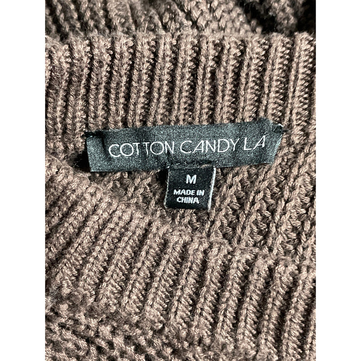 Cotton Candy LA Women's Brown Ribbed Knit Long Sleeve Crew Neck Sweater Top M