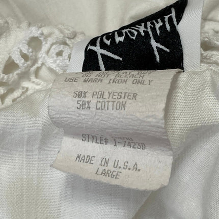 Tapestry Women's White Short Sleeve Lace Crochet Overlay Shirt Blouse Top Size L