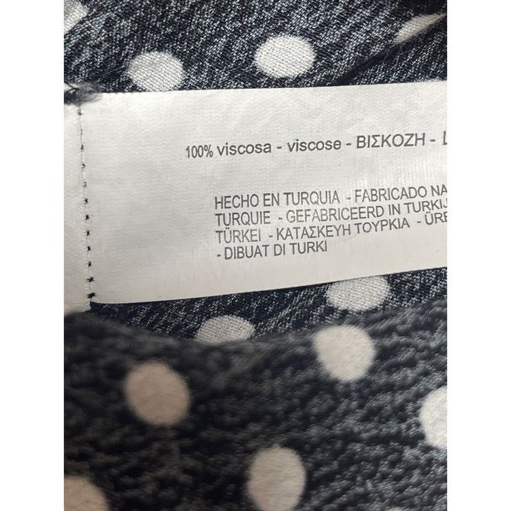 Zara Womens Black Polka Dots V-neck Short Sleeve Button Down Mini A-Line Dress S